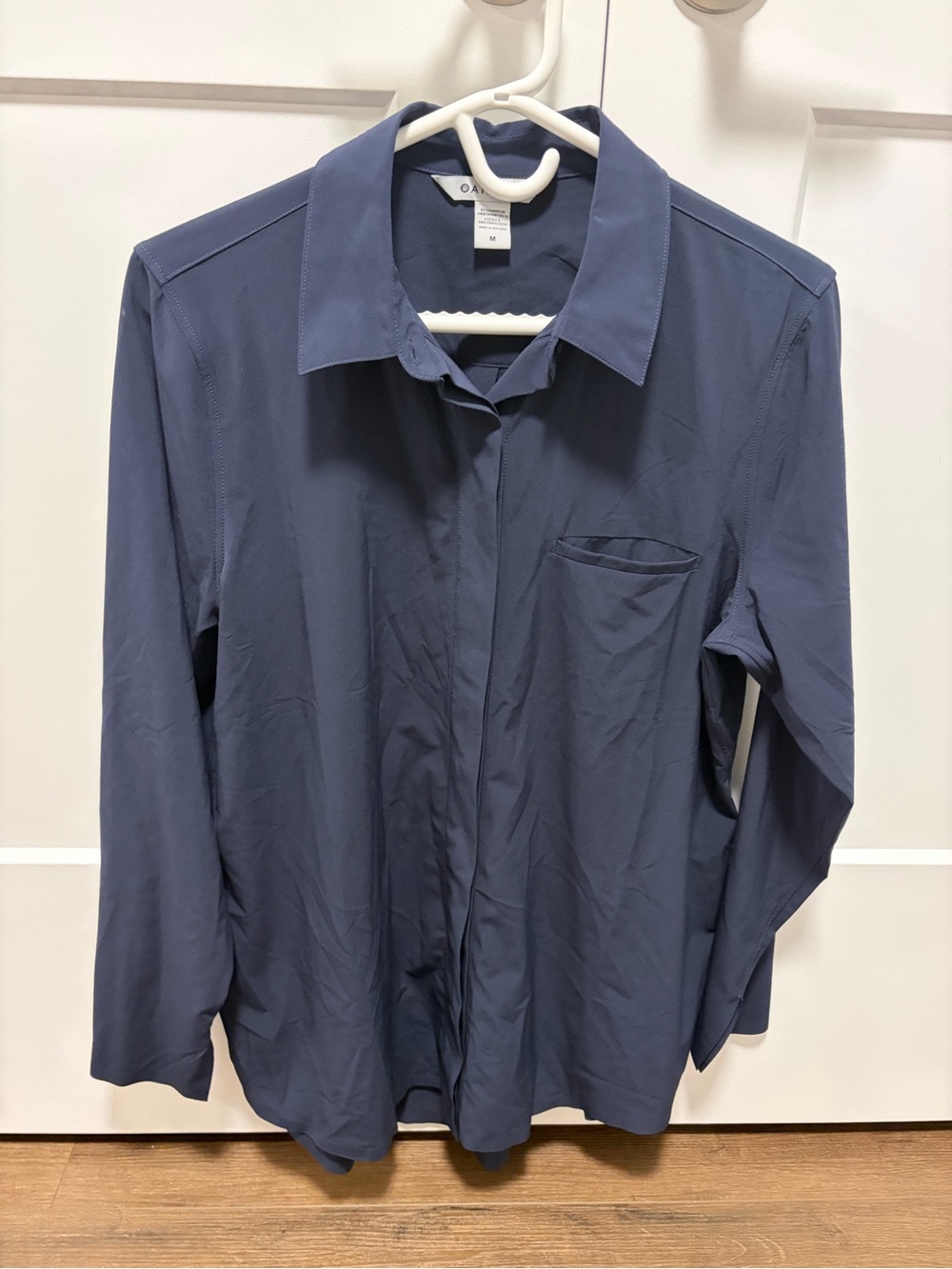 Athleta Navy Blue Button-Up Shirt
